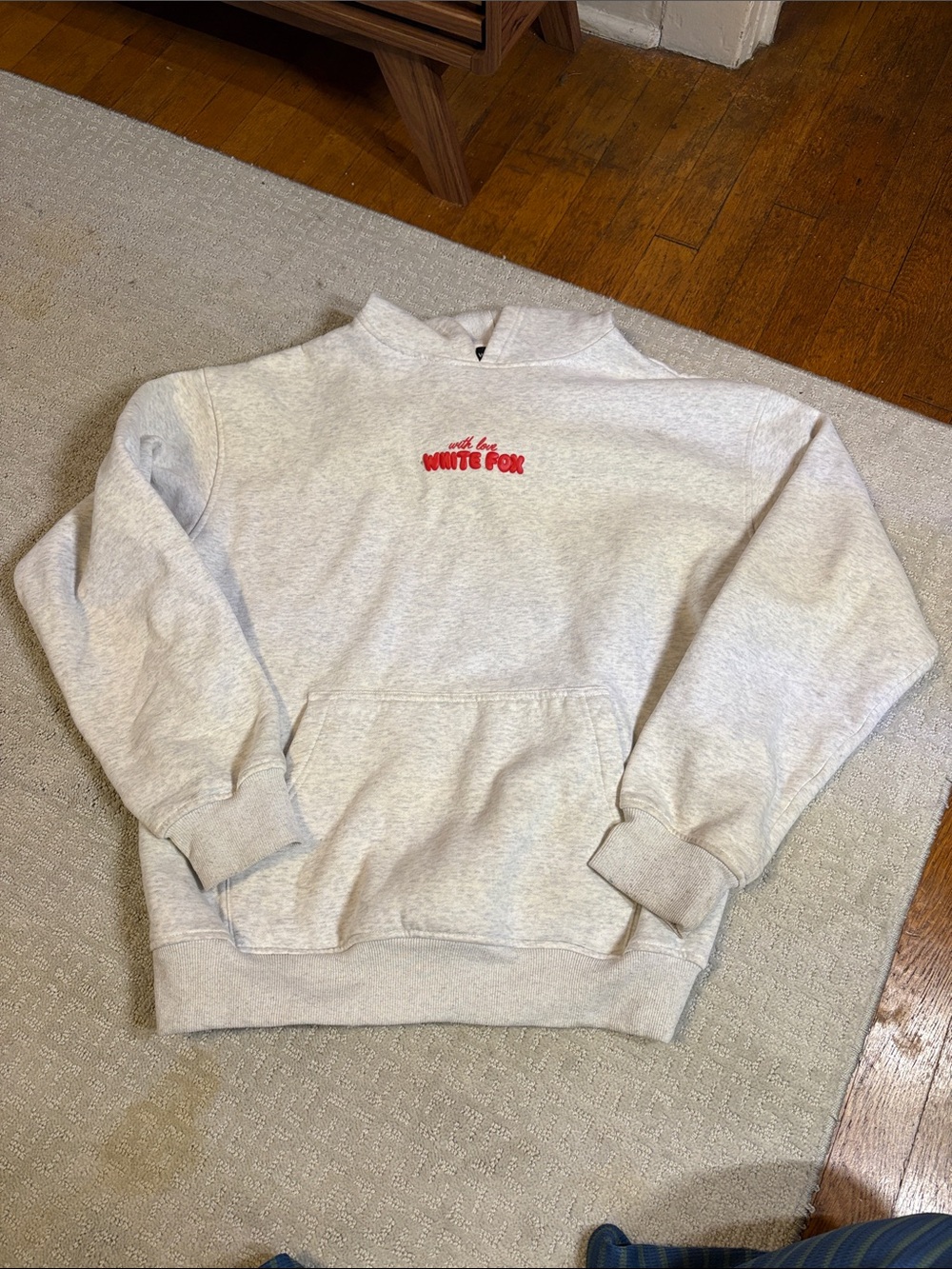 White Fox Boutique Light Heather Gray Crewneck with Red Logo